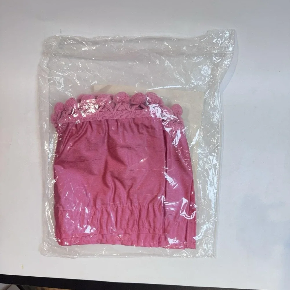 Vintage 70's‎ Hot Pink Pom Pom Valance Curtain NOS Celanese Acetate NOS 72